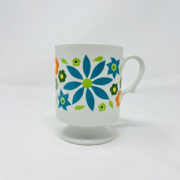 Vintage Retro Groovy Flower Pedestal Mug Japan Coffee Cup MCM Footed DAMAGED see - Picture 3 of 7